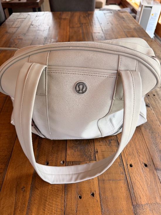lululemon athletica Handbags - Lululemon Om For One Bag Cream Pink Plaid Lined Gym Tote Travel Bag